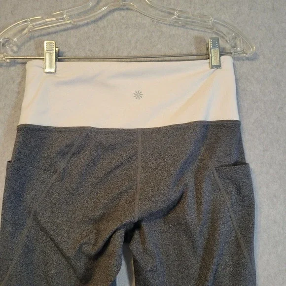 ATHLETA Womens Crop Leggings Size Small Gray/White RN #54023 Side Pockets EUC - Picture 9 of 12